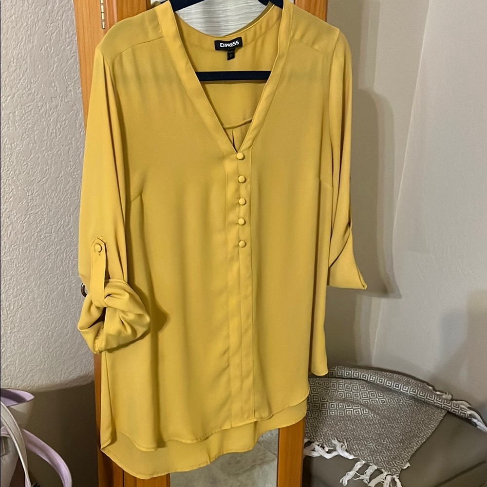 Express Women's Yellow Blouse